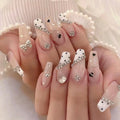 Press-On Nails Rhinestone & Heart Motifs Easy Apply