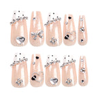 Press-On Nails Rhinestone & Heart Motifs Easy Apply
