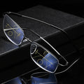 Progressive Reading Glasses Blue Light Blocking Half-Rim Metal