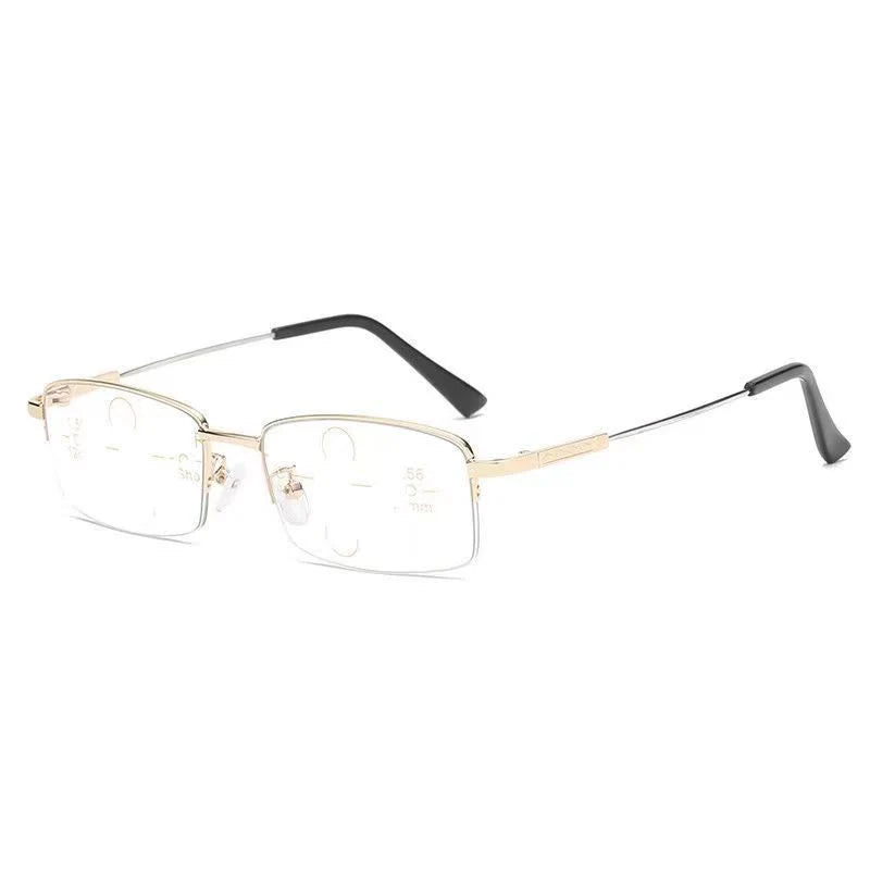 Progressive Reading Glasses Blue Light Blocking Half-Rim Metal