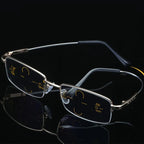 Progressive Reading Glasses Blue Light Blocking Half-Rim Metal