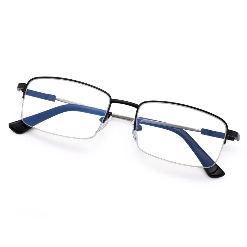 Progressive Reading Glasses Blue Light Blocking Half-Rim Metal