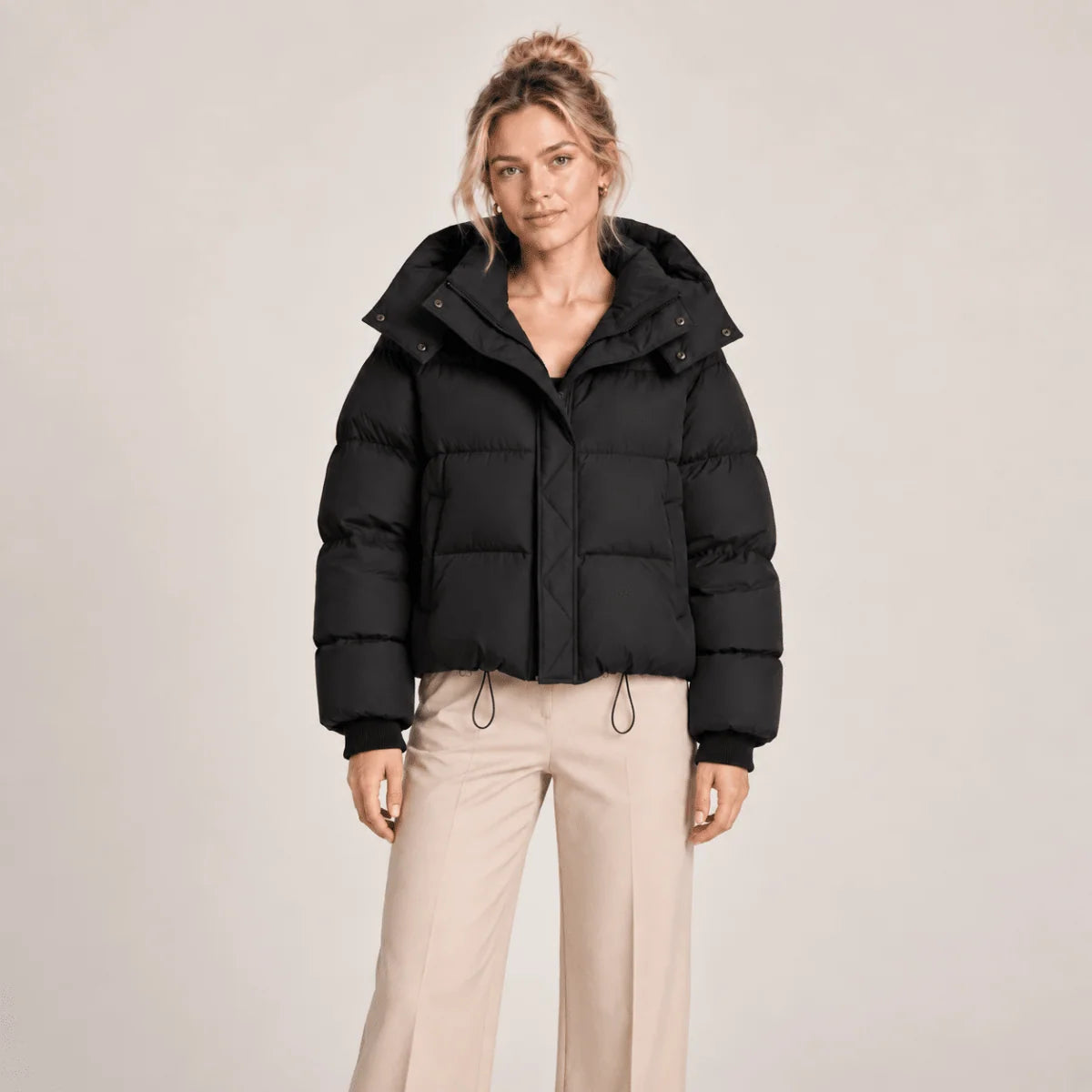 Puffer Jacket Quilted Hooded Oversized Fit