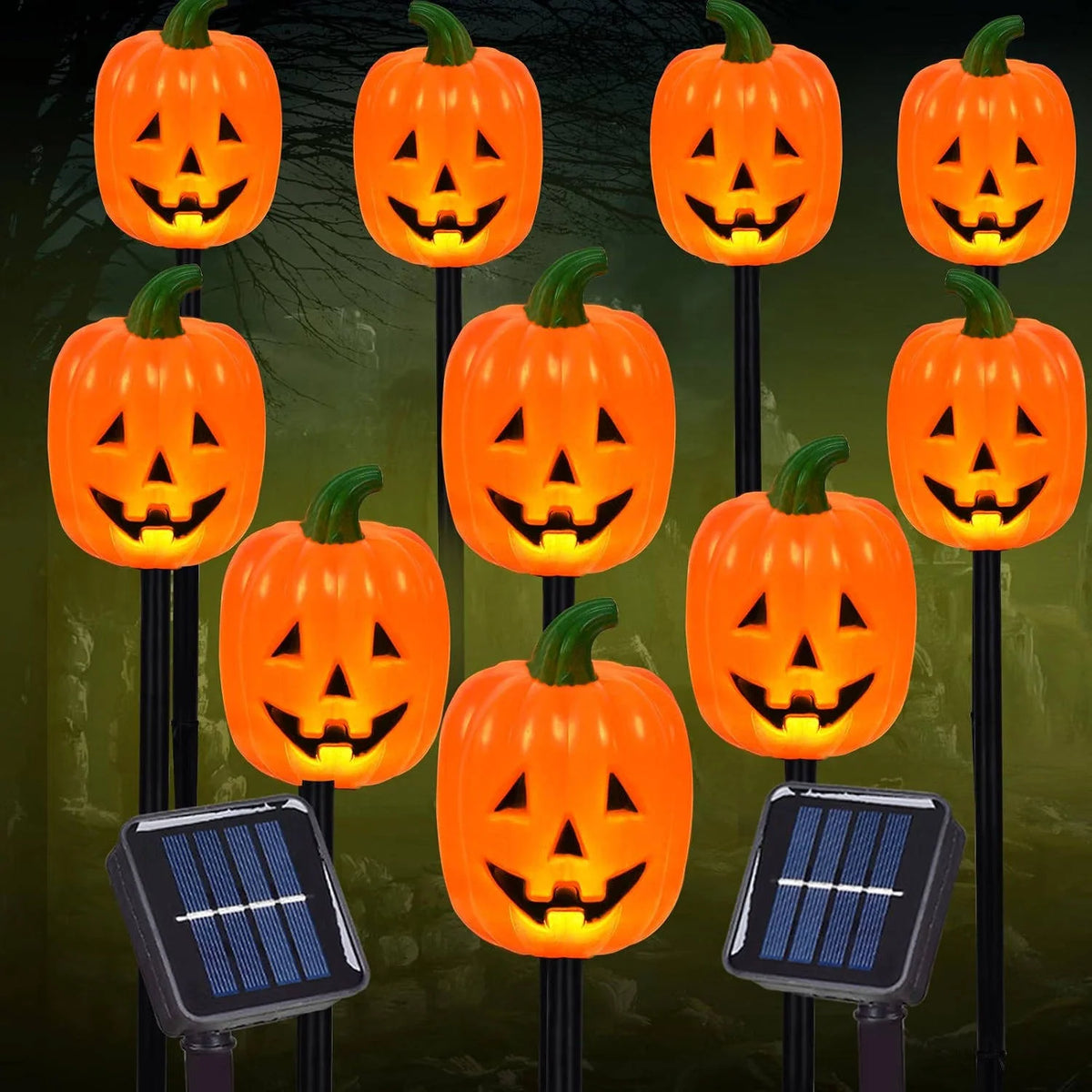 Pumpkin Stake Lights Solar Warm White LED