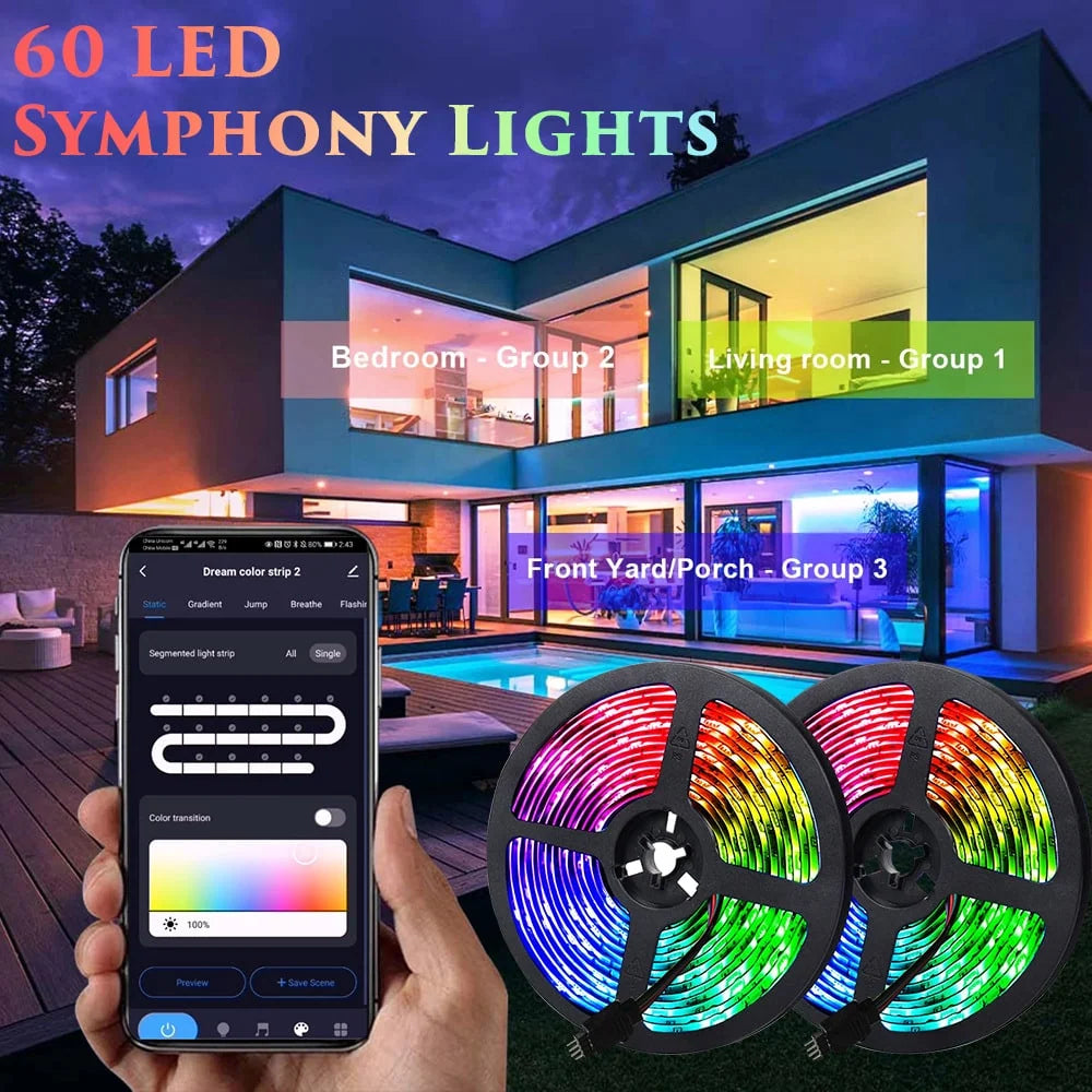RGB LED Strip Lights 5m App & Remote