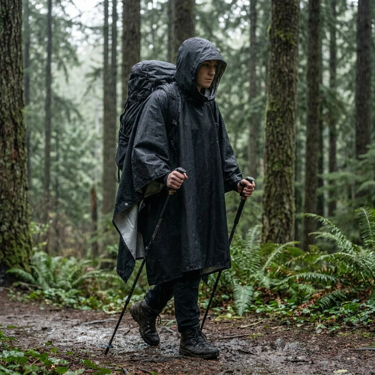 Rain Parka 3-In-1 Waterproof Ripstop Nylon Packable Pouch