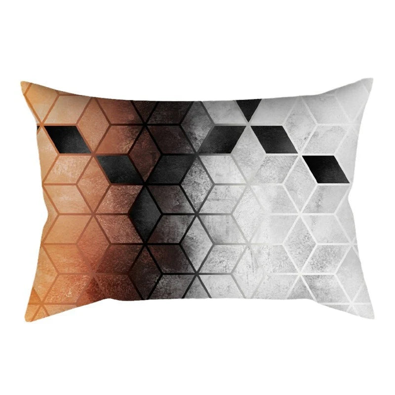Rectangular Cushion Cover Geometric Microfiber Concealed Zipper