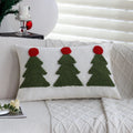 Rectangular Cushion Cover Tufted Christmas Trees Linen-Look 12x20 Inch
