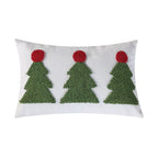 Rectangular Cushion Cover Tufted Christmas Trees Linen-Look 12x20 Inch