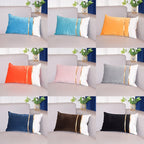 Rectangular Lumbar Cushion Cover Velvet Blend Double Gold Bands