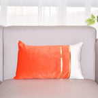 Rectangular Lumbar Cushion Cover Velvet Blend Double Gold Bands