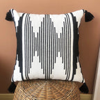 Rectangular Pillow Cover Ethnic Jacquard Tassels Concealed Zipper