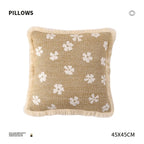 Rectangular Throw Pillow Woven Floral Tuft & Fringe Trim