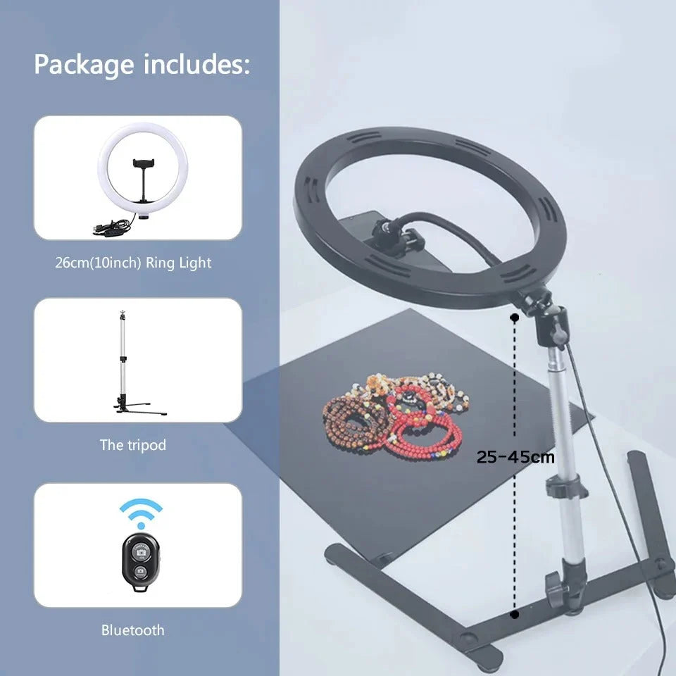 Ring Light USB-Powered Adjustable Tripod 360° Phone Mount