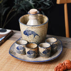 Sake Set Handcrafted Koi Ceramic Drip-Free