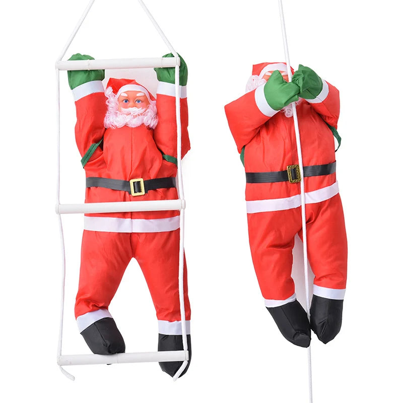 Santa Figurine Climbing Ladder 35 Inch Weather-Resistant