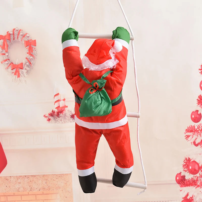Santa Figurine Climbing Ladder Weather-Resistant 35 Inch