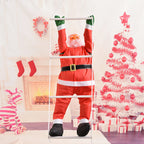 Santa Figurine Climbing Ladder Weather-Resistant 35 Inch