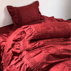 Satin Bedding Set Jacquard Texture & Ruffle Trim