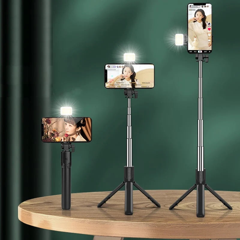 Selfie Stick & Tripod Detachable Fill Light & Wireless Remote