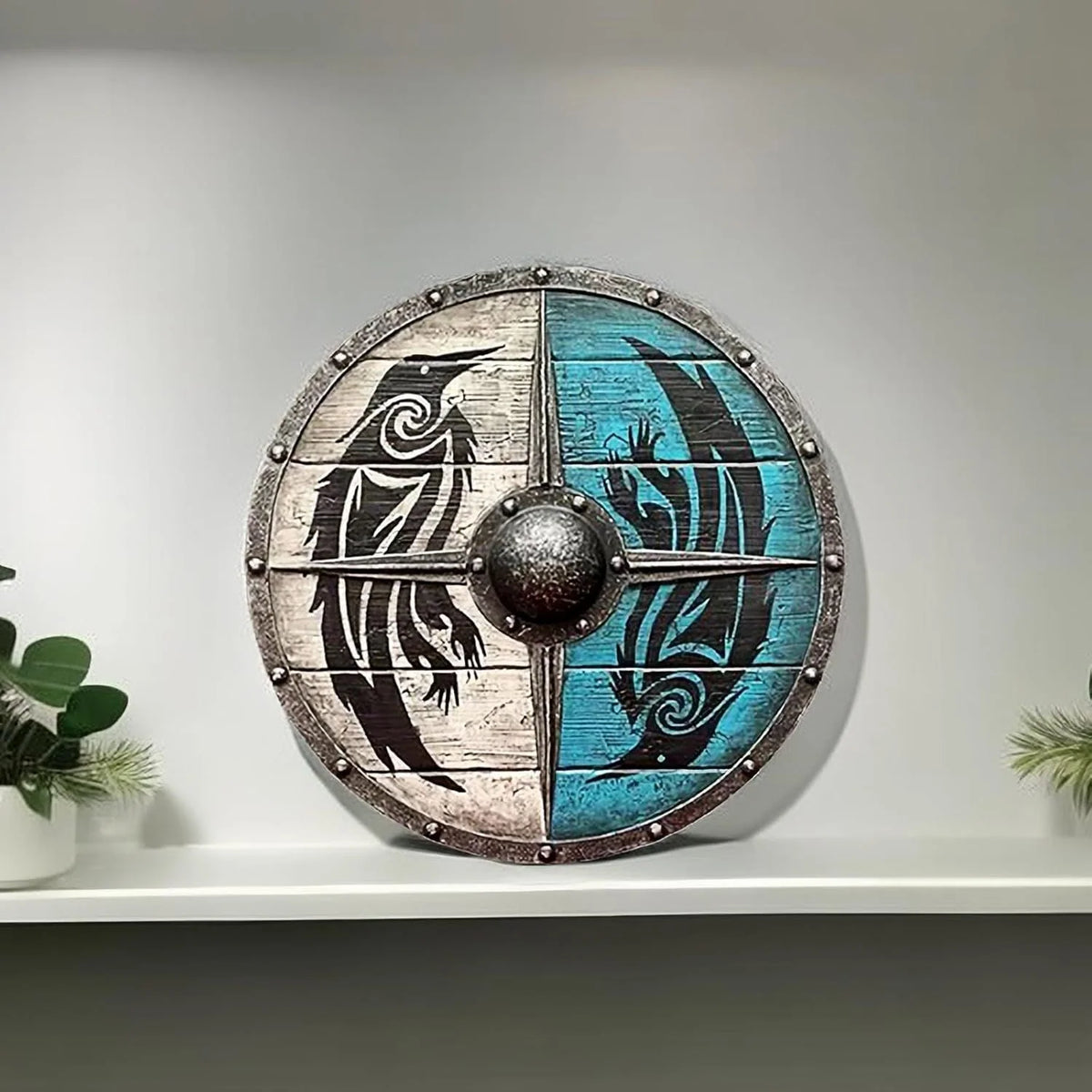 Shield Solid Wood Double Raven 12 Inch Wall Mount