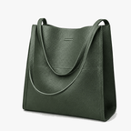 Shoulder Tote Structured Base Spacious Interior Pebbled PU Leather