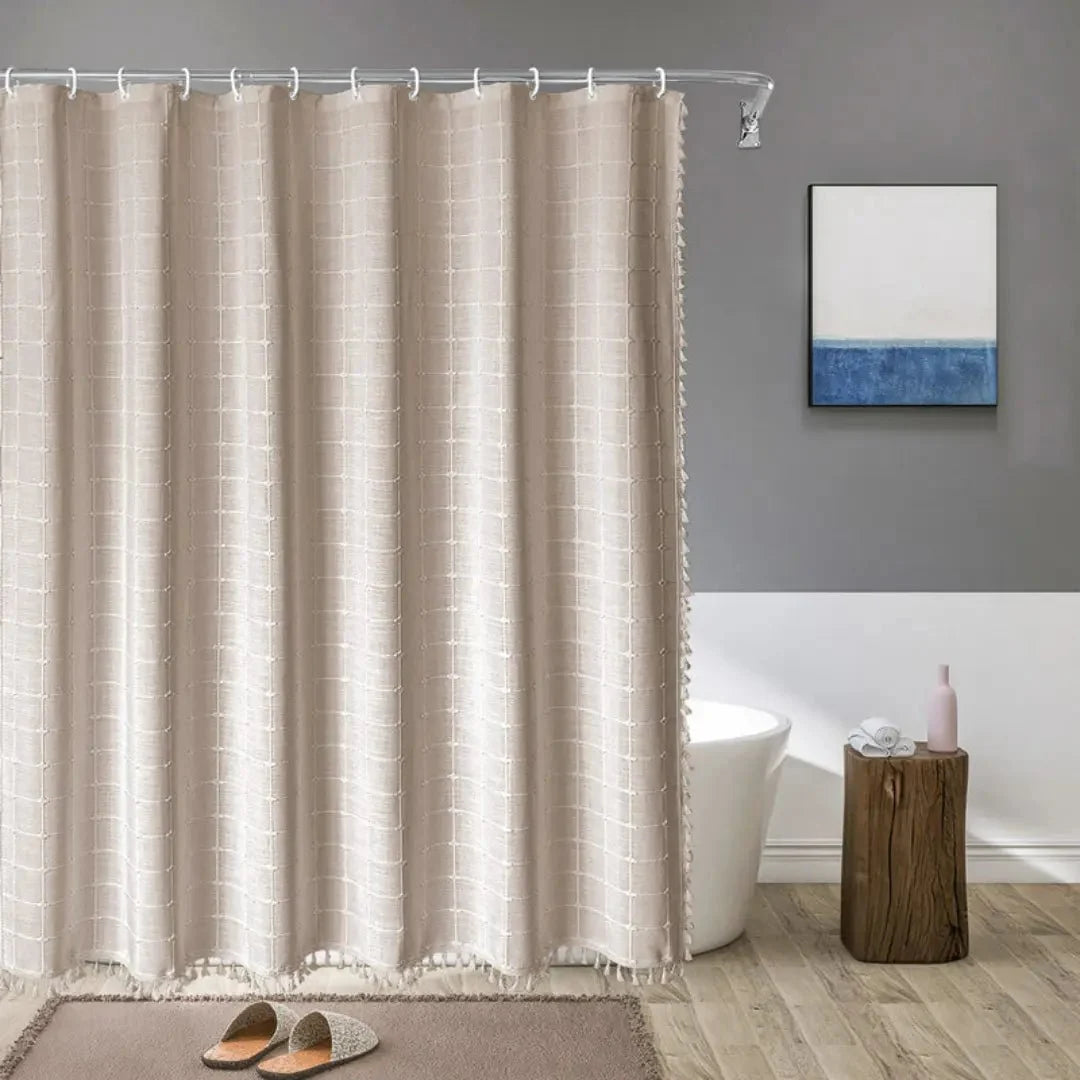 Shower Curtain Linen Waterproof Rustproof Grommets & Hooks