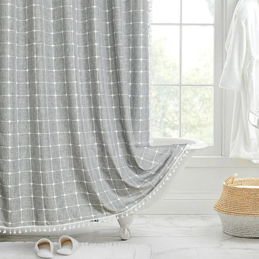 Shower Curtain Linen Waterproof Rustproof Grommets & Hooks