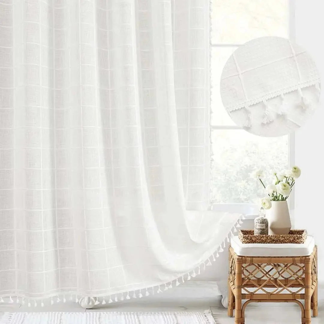 Shower Curtain Linen Waterproof Rustproof Grommets & Hooks