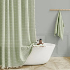 Shower Curtain Linen Waterproof Rustproof Grommets & Hooks
