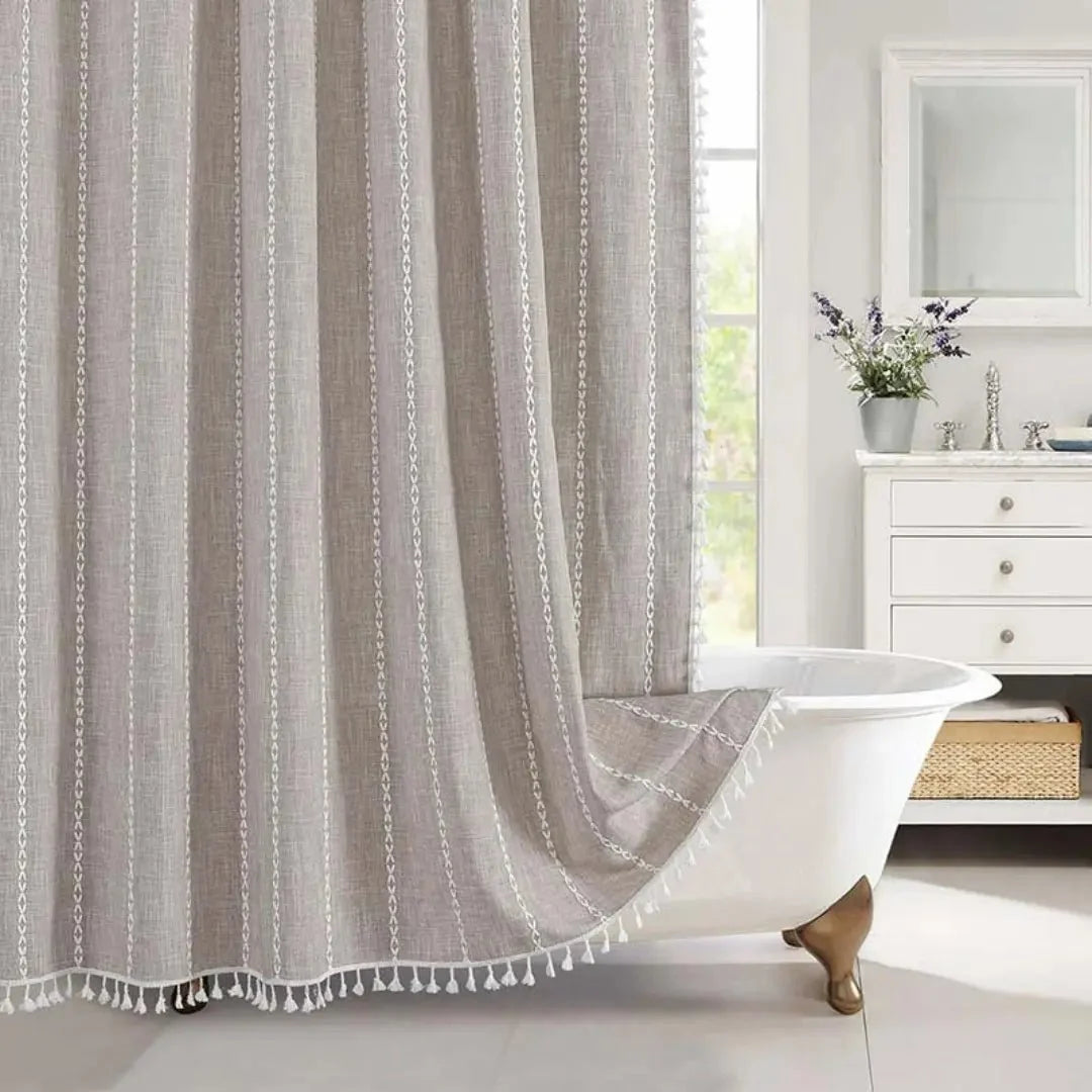Shower Curtain Linen Waterproof Rustproof Grommets & Hooks
