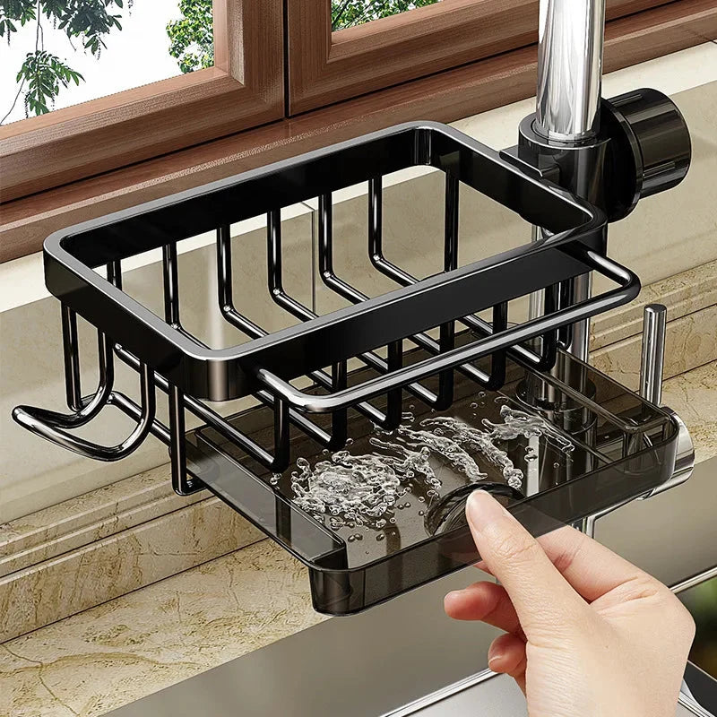 Sink Organizer Rust-Resistant Aluminum Draining Rack & Utensil Caddy