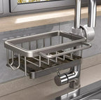Sink Organizer Rust-Resistant Aluminum Draining Rack & Utensil Caddy