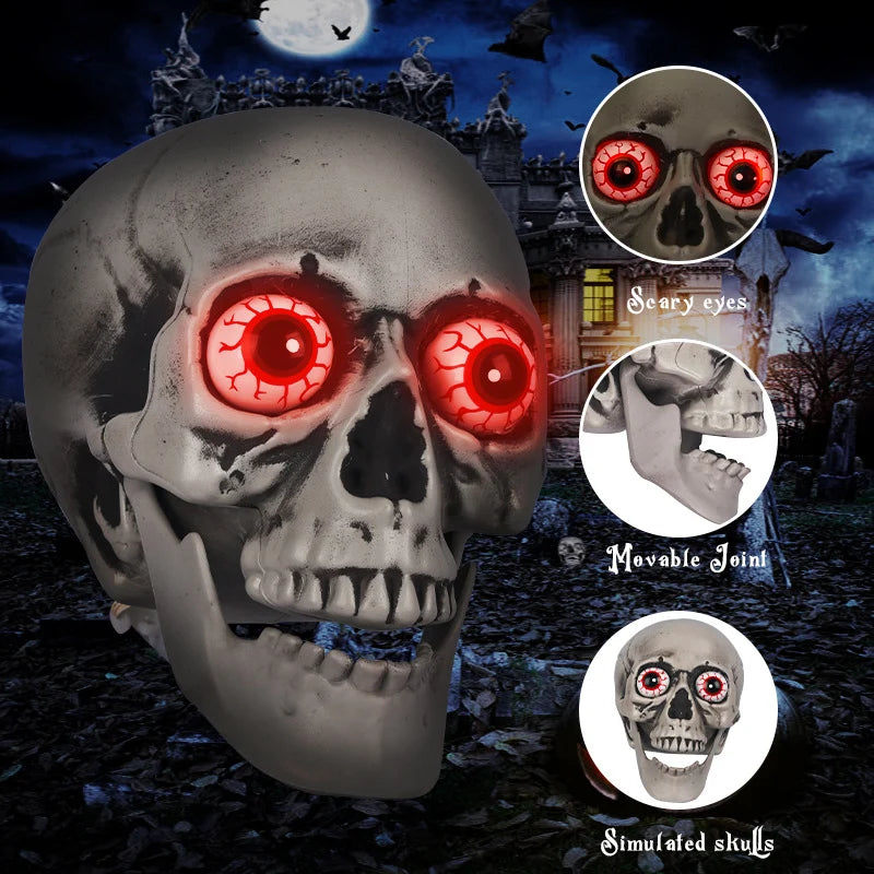 Skull Decoration Crackling Red LED Eyes Plug-In