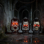 Skull Lantern Red LED Eyes Hanging & Tabletop
