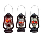 Skull Lantern Red LED Eyes Hanging & Tabletop