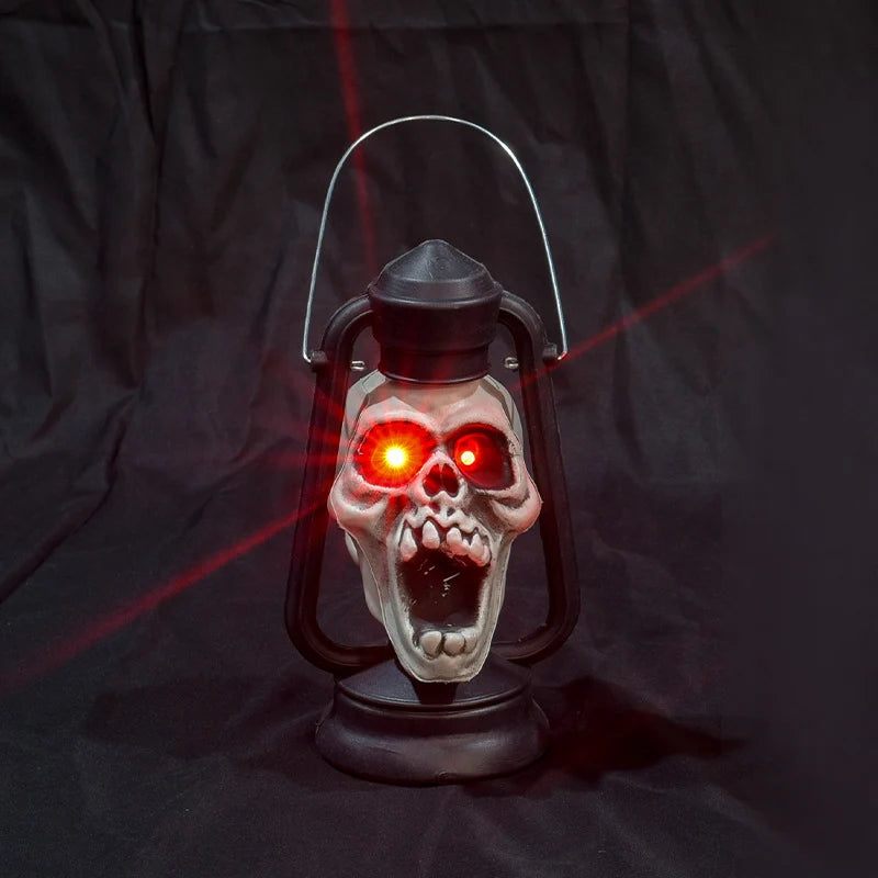 Skull Lantern Red LED Eyes Hanging & Tabletop