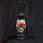 Skull Lantern Red LED Eyes Hanging & Tabletop