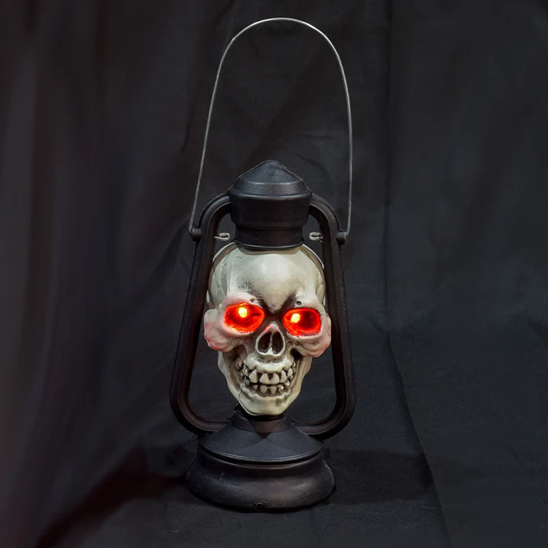 Skull Lantern Red LED Eyes Hanging & Tabletop