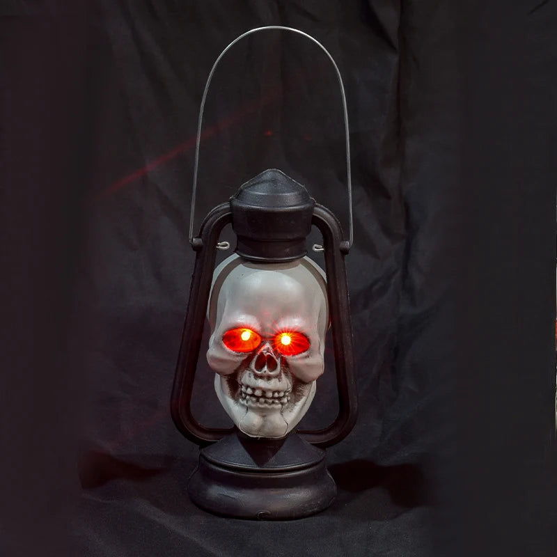 Skull Lantern Red LED Eyes Hanging & Tabletop