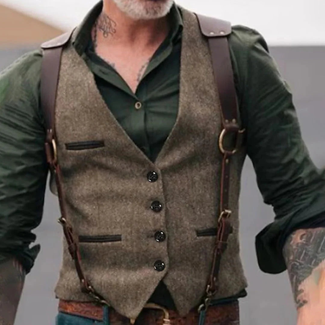 Sleeveless Waistcoat Textured Surface & Front Button