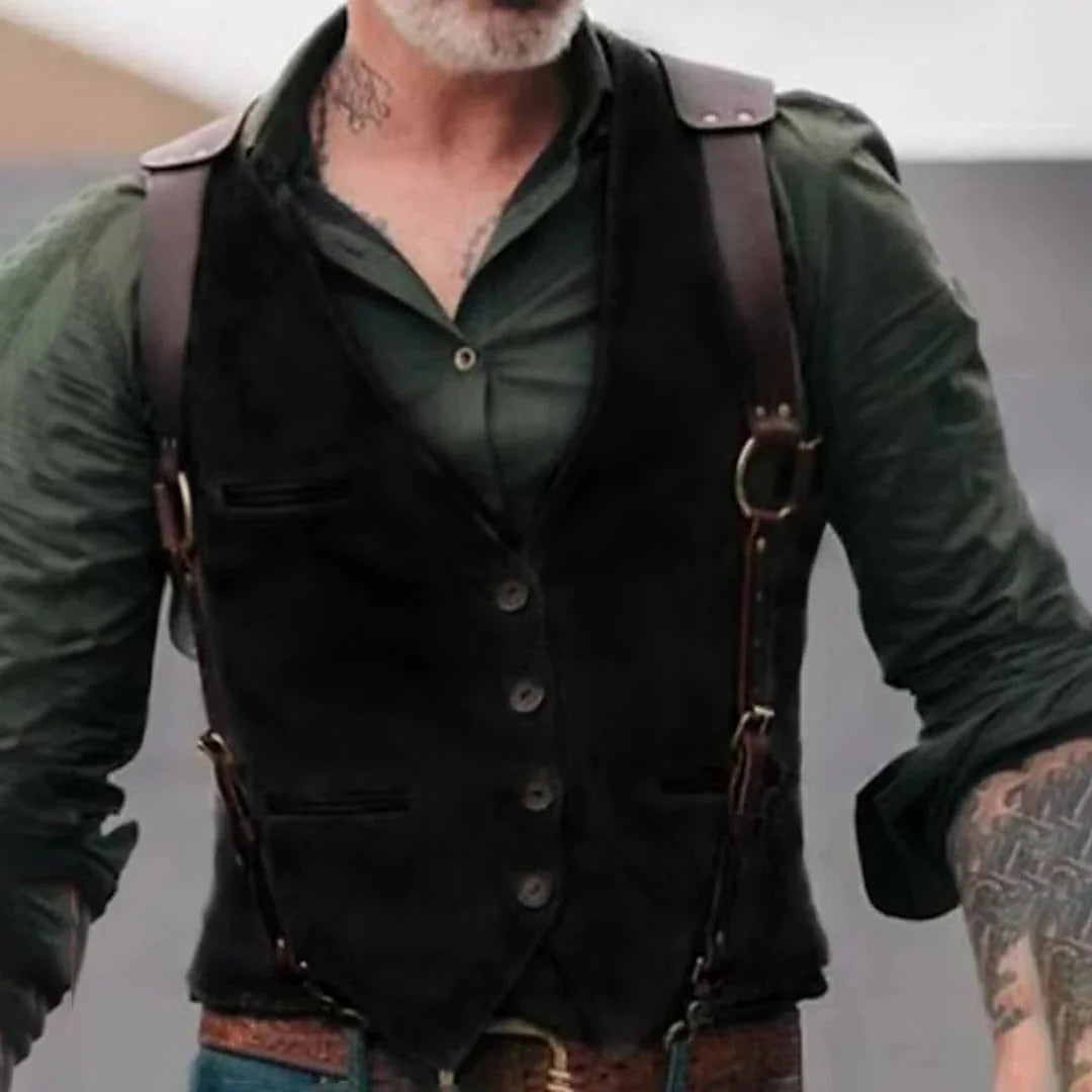Sleeveless Waistcoat Textured Surface & Front Button