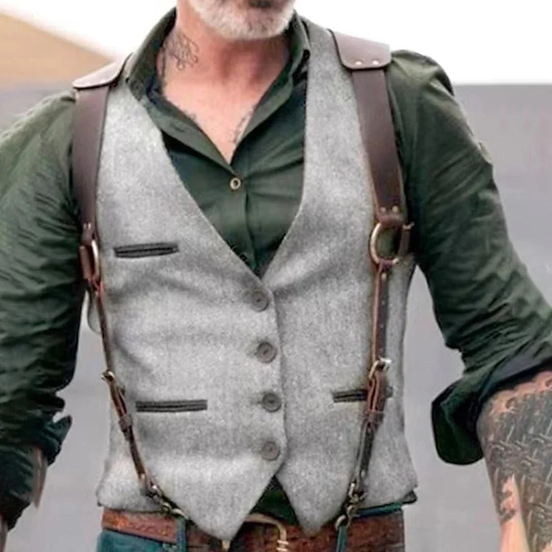Sleeveless Waistcoat Textured Surface & Front Button