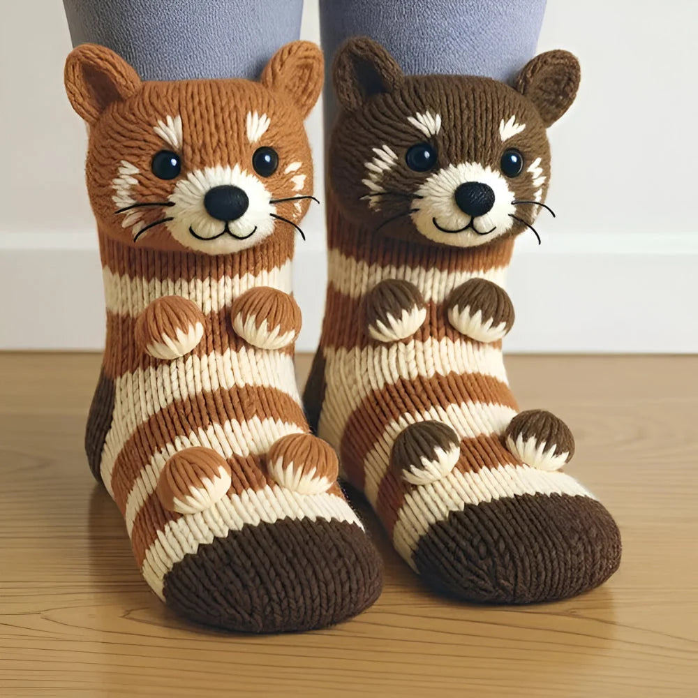 Slipper Socks Animal Design Fleece Non-Slip Grip Soles