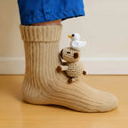 Slipper Socks Animal Design Fleece Non-Slip Grip Soles