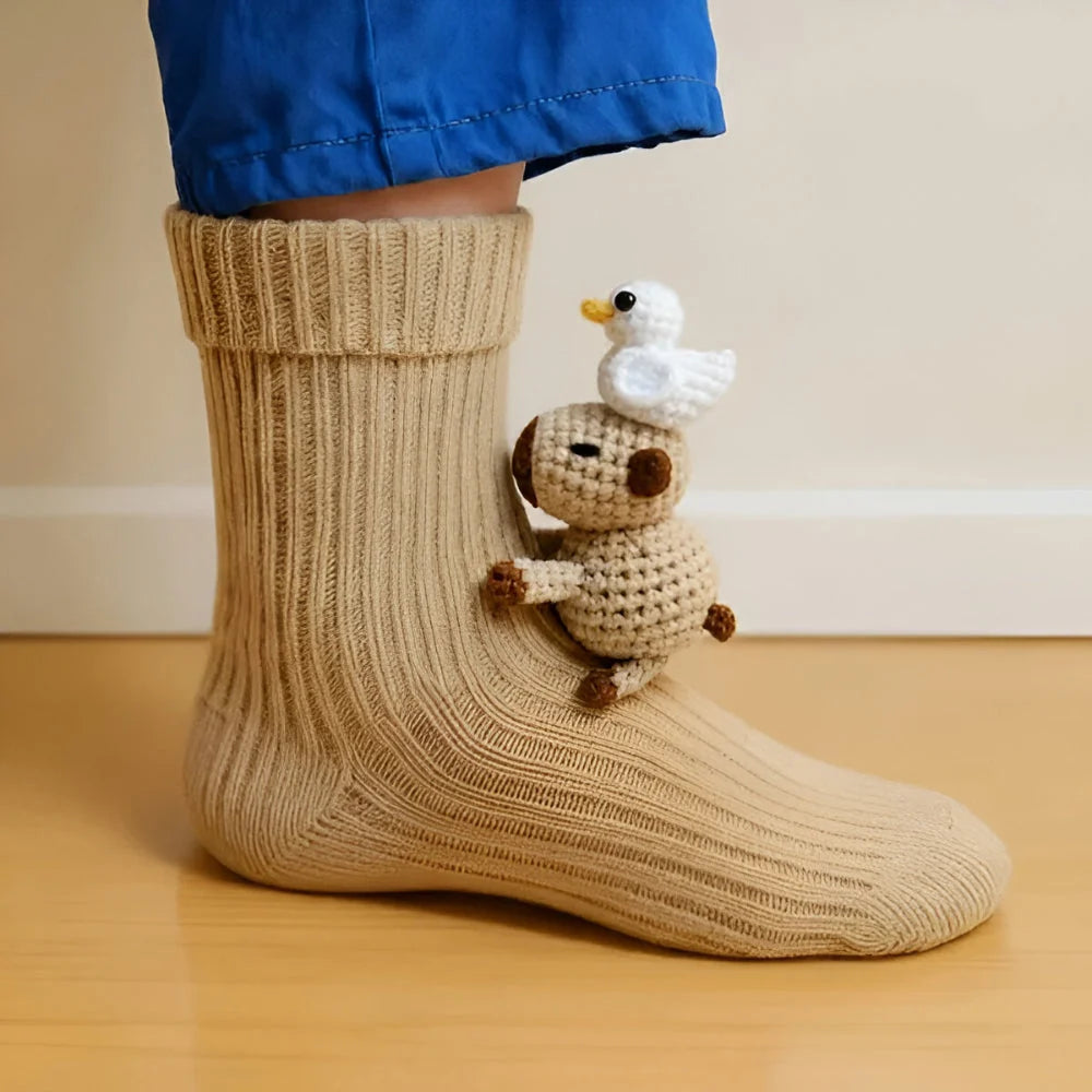 Slipper Socks Animal Design Fleece Non-Slip Grip Soles