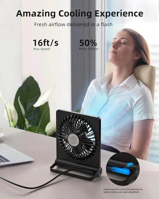 Small Desk Fan Ultra-Quiet USB Powered Adjustable Tilt