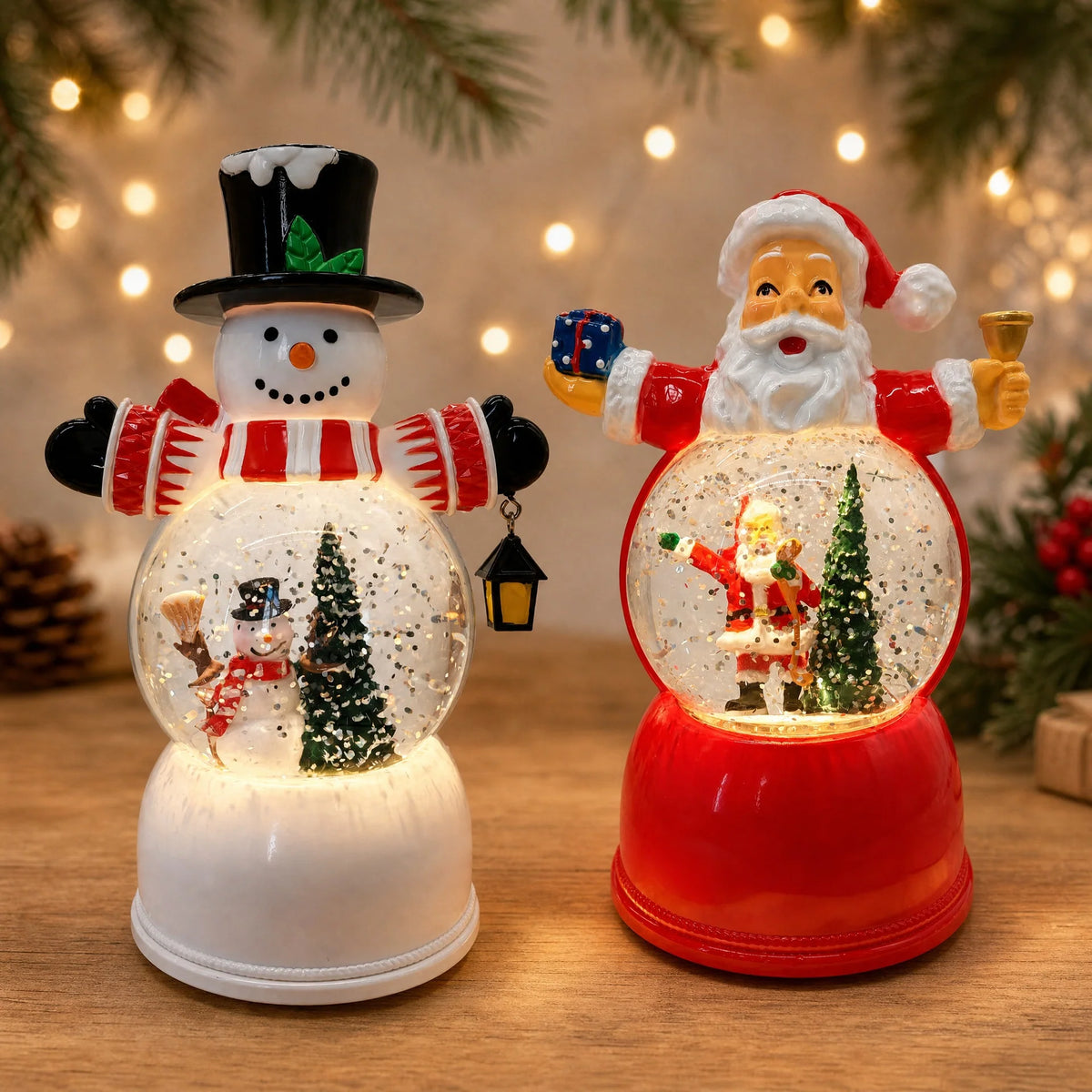 Snow Globe Figurine Santa LED Tabletop Decor