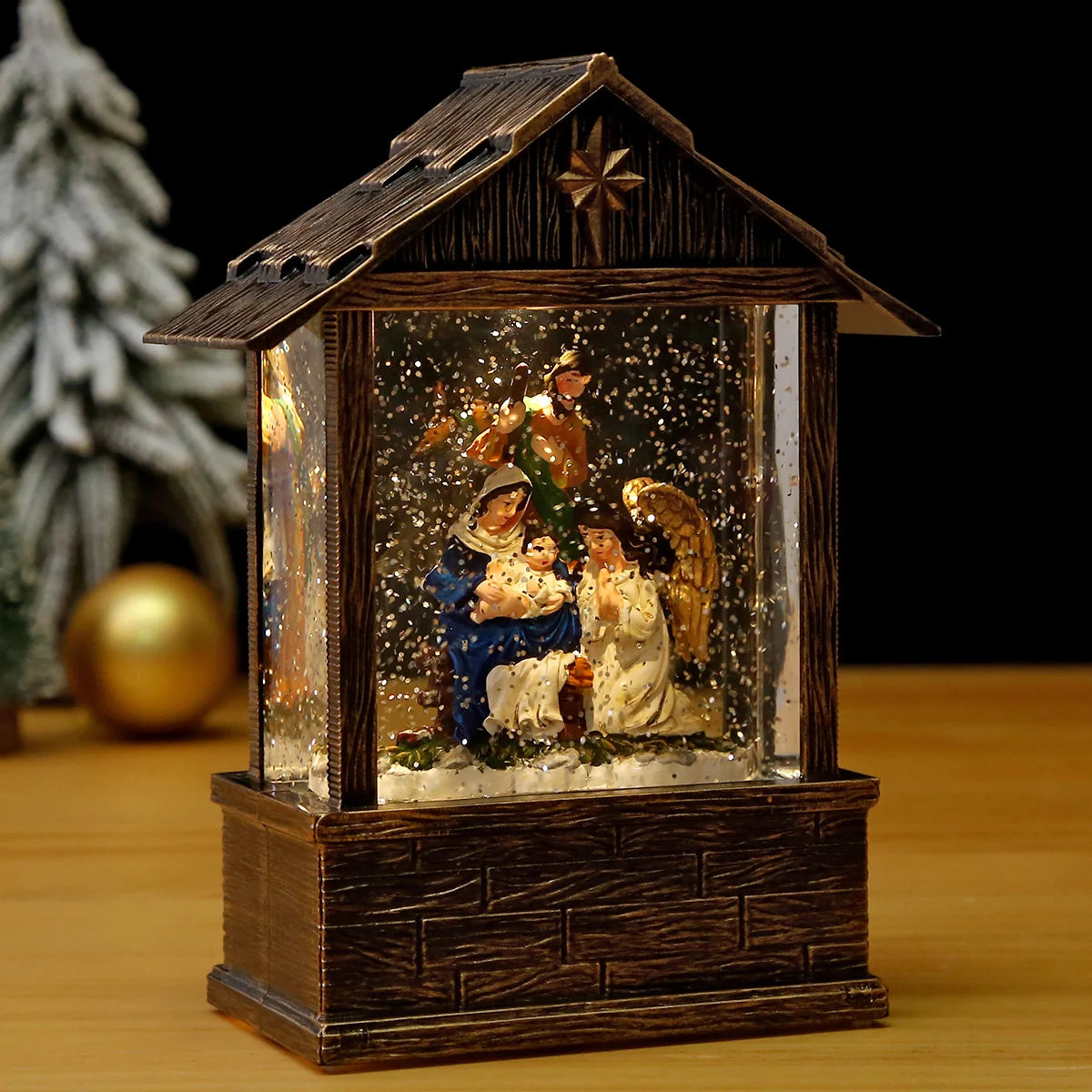 Snow Globe Nostalgic Santa Scene Subtle LED Lighting