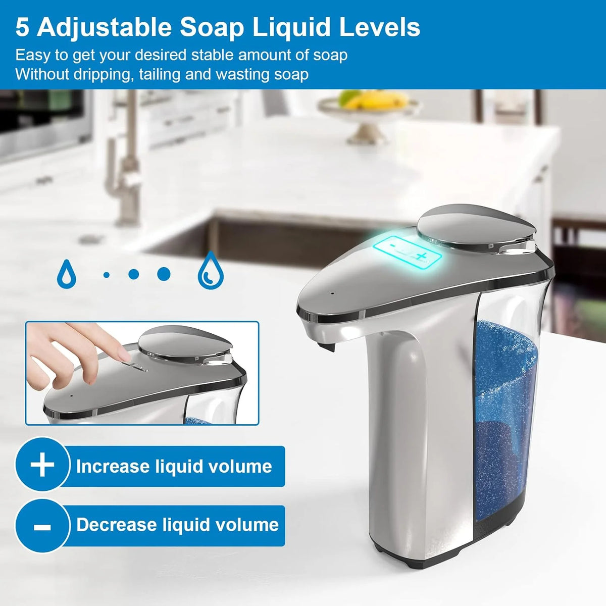 Soap Dispenser Touchless Motion Sensor 17 Oz Adjustable Dispense